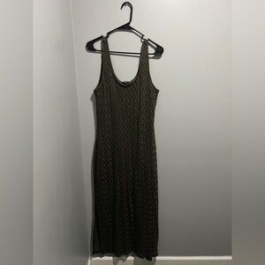 Elegant Olive Green Sleeveless Dress